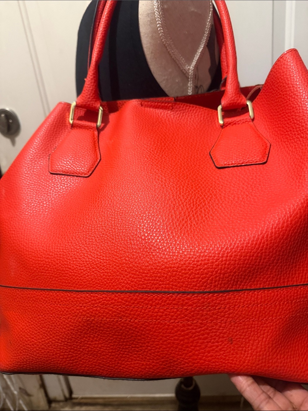 Red Leather Tote Bag - Women's - Picture 3 of 7